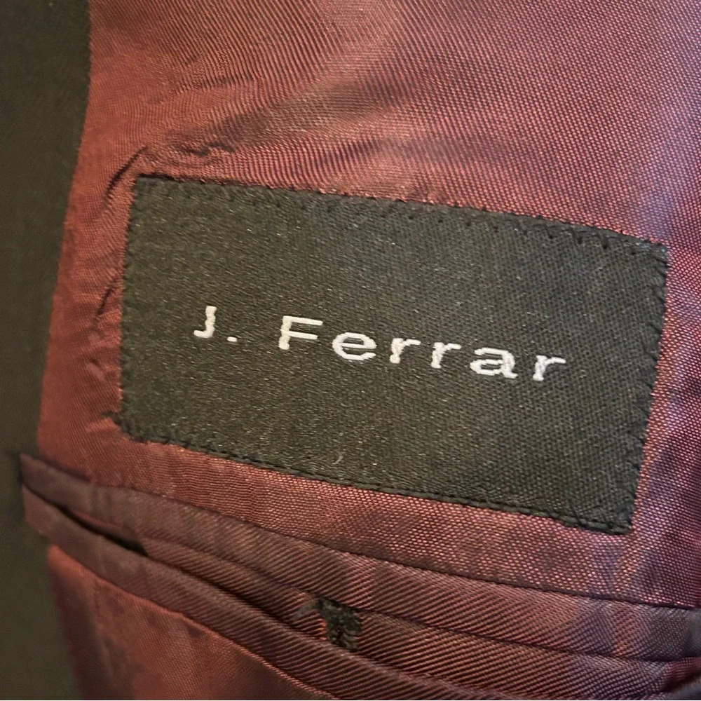 J. Ferrar Mens Black Italian Merino Wool Blazer Super 100s 44S‎ Made in Italy